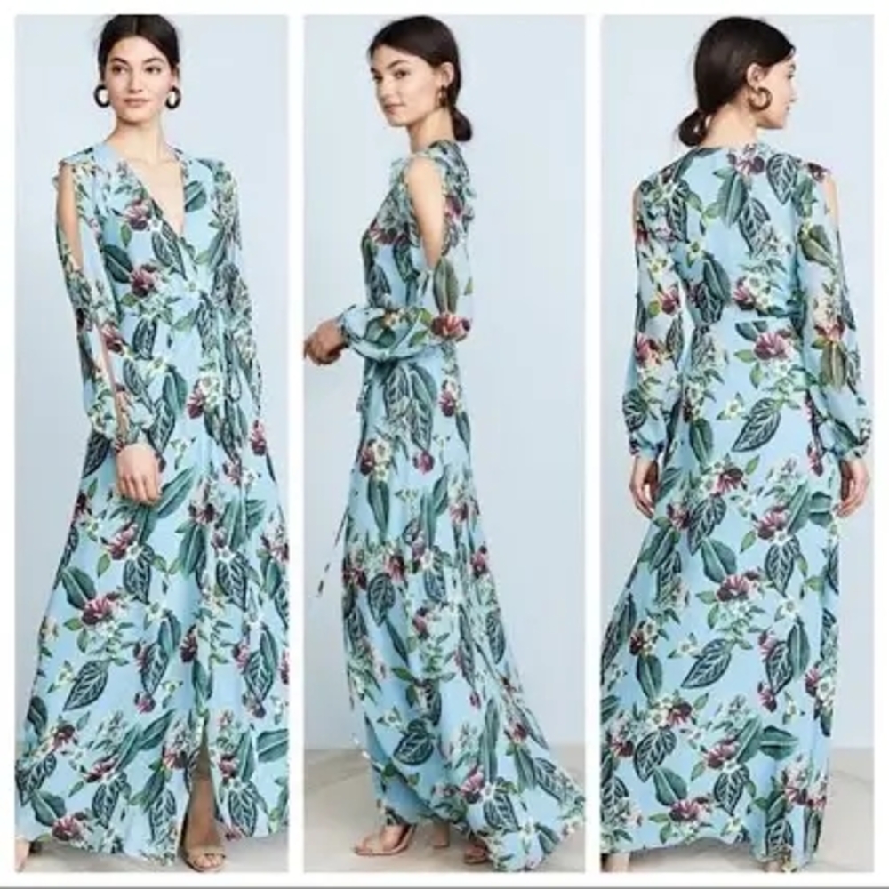NWOT Floral Maxi Dress in Blue